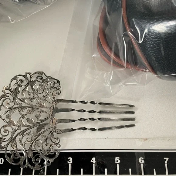 sterling Hair Comb Peinetta Mantilla Tango Flamenco Accessory Filigree - Picture 15 of 16